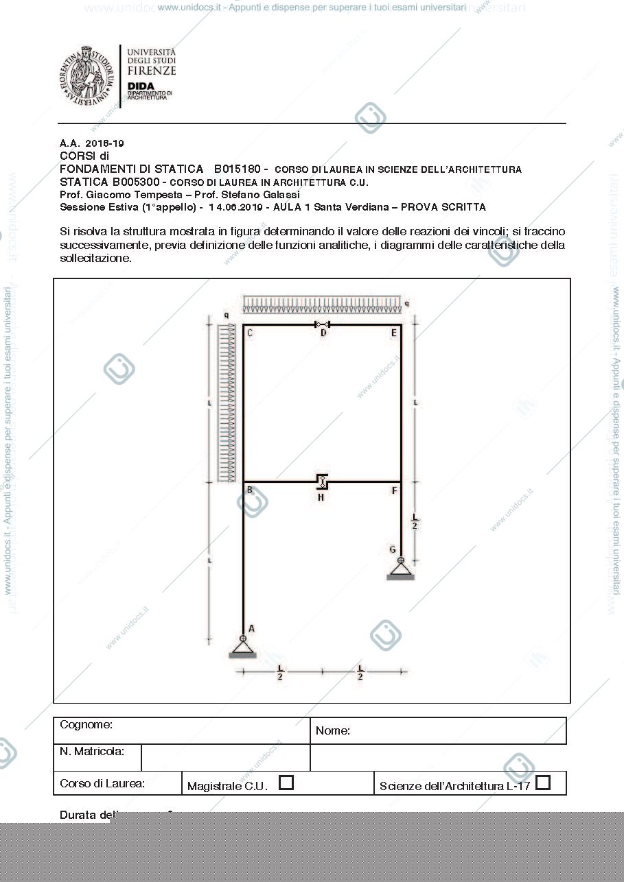 Anteprima pagina 1 — PROVE D'ESAME STATICA TEMPESTA/GALASSI