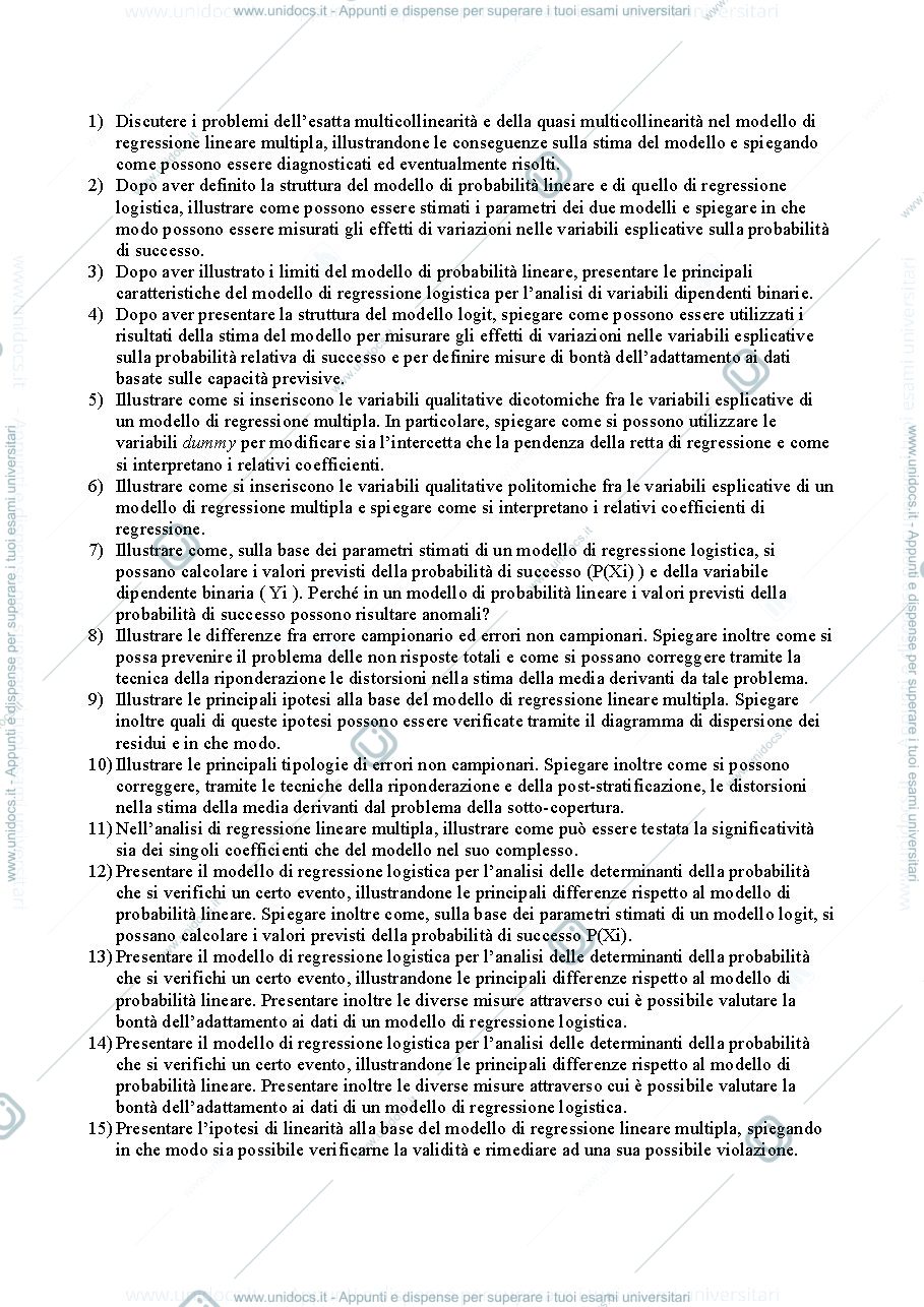 Anteprima pagina 1 — domande statistica aziendale 
