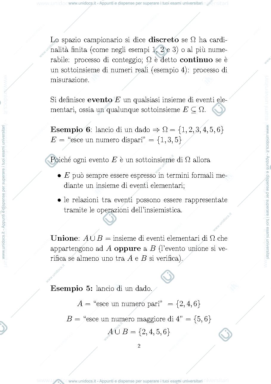 Anteprima pagina 2 — dispensa sulla probabilità 