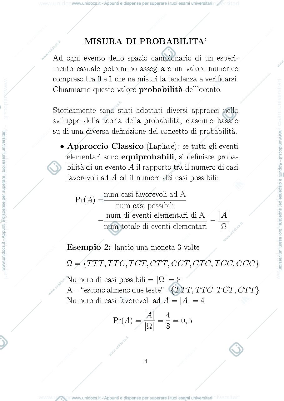Anteprima pagina 4 — dispensa sulla probabilità 