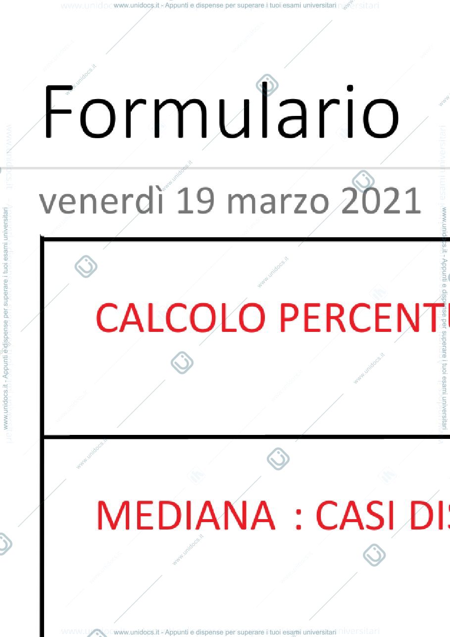 Anteprima pagina 1 — Formulario primo parziale statistica