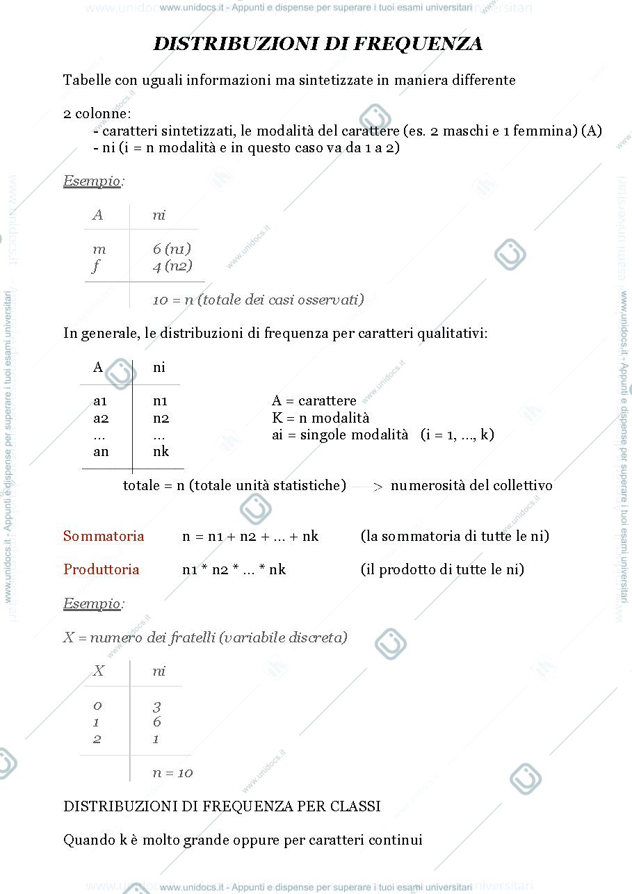 Anteprima pagina 2 — STATISTICA - 1° ANNO