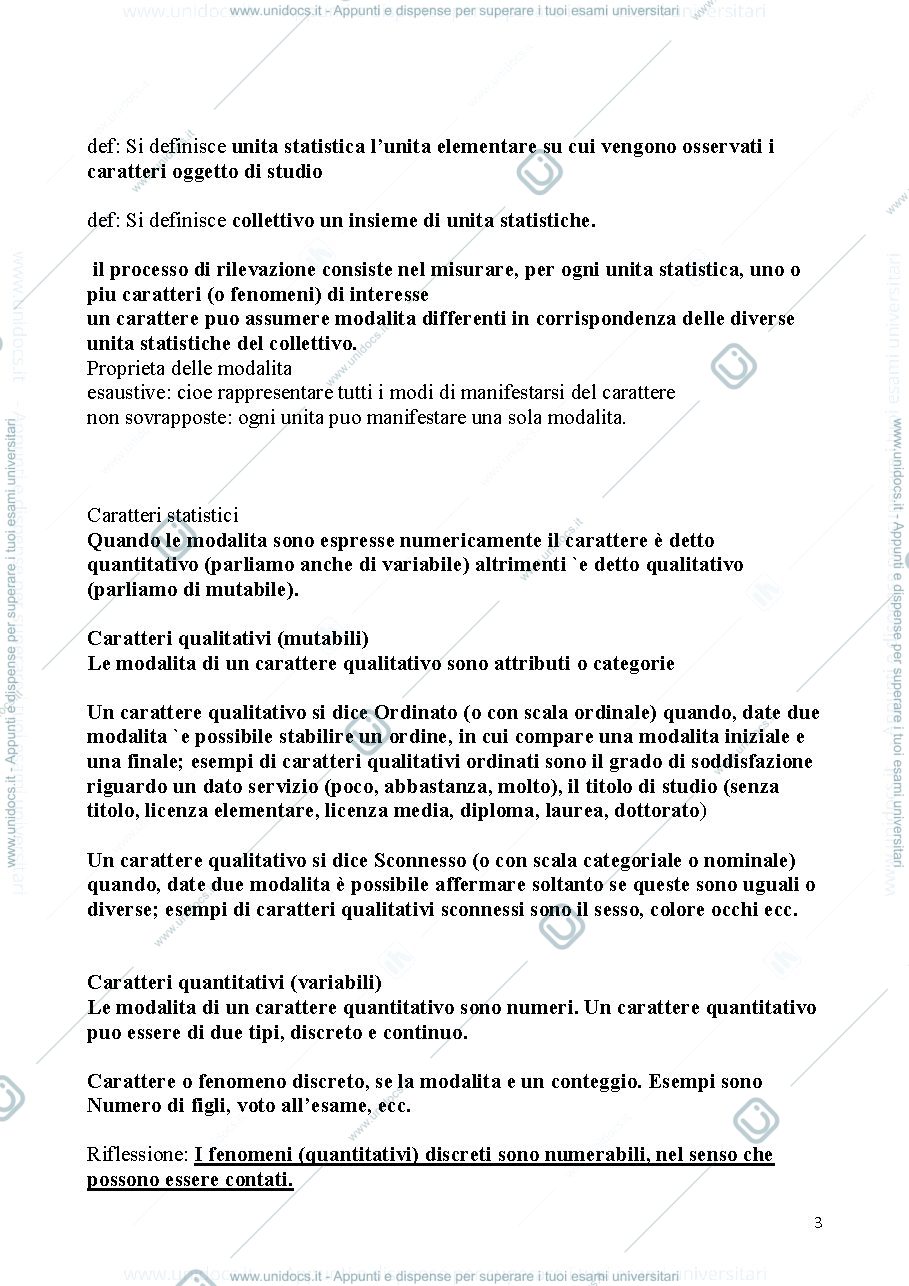 Anteprima pagina 3 — Statistica riassunto