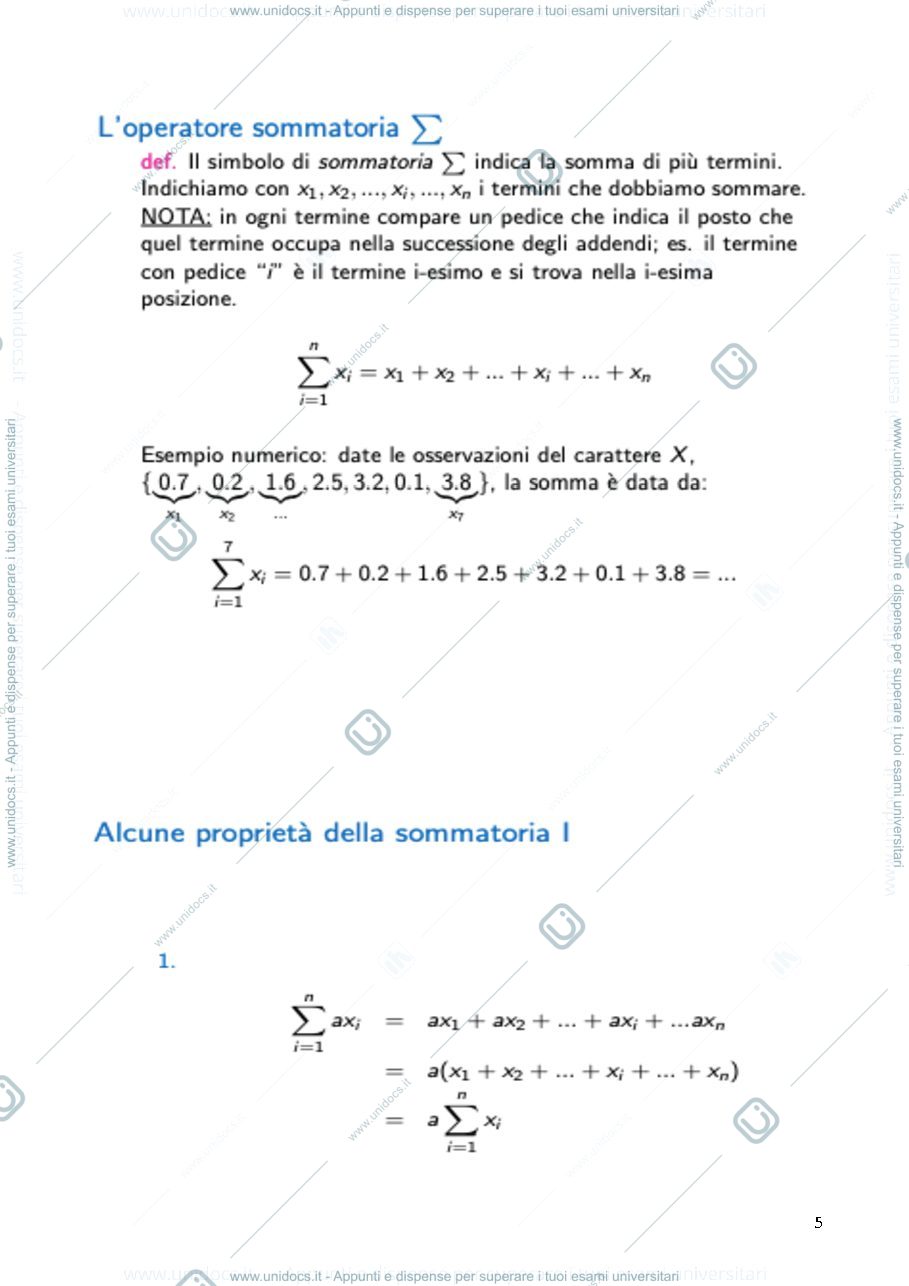 Anteprima pagina 5 — Statistica riassunto