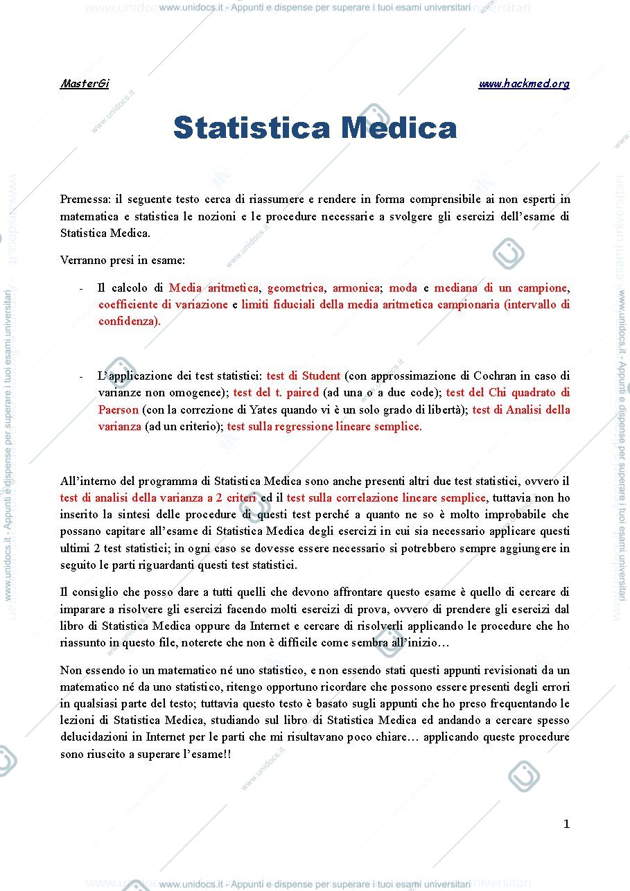 Anteprima pagina 1 — Statistica 