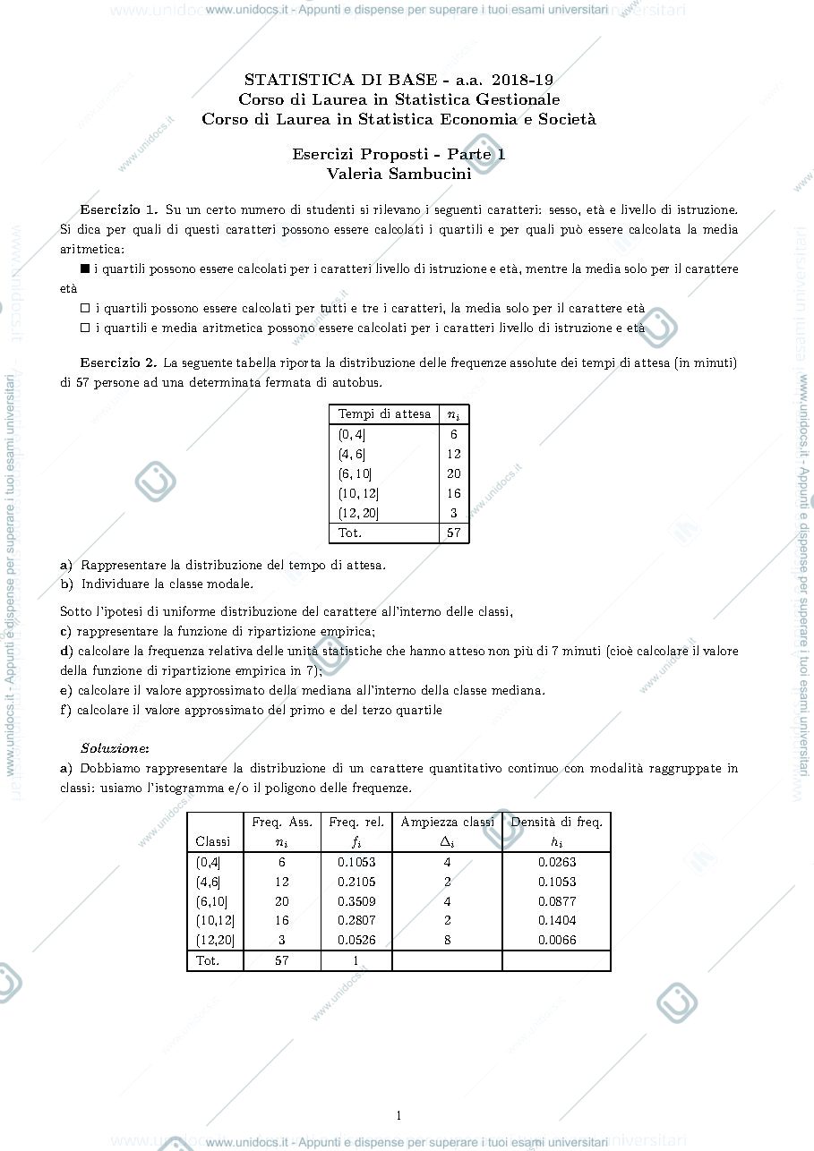 Anteprima pagina 1 — esercizi 1