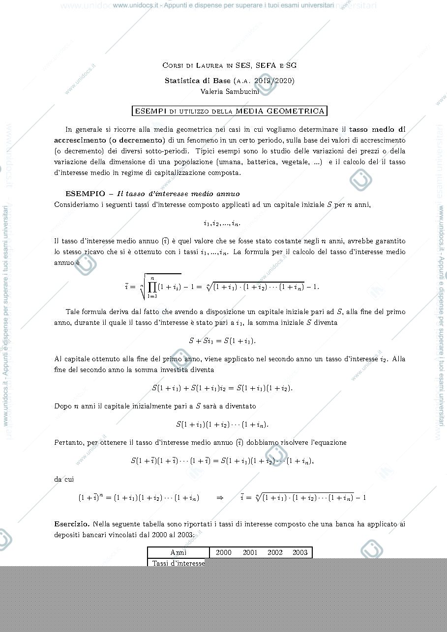 Anteprima pagina 1 — Media geometrica