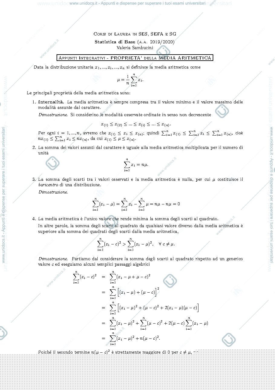 Anteprima pagina 1 — Media aritmetica
