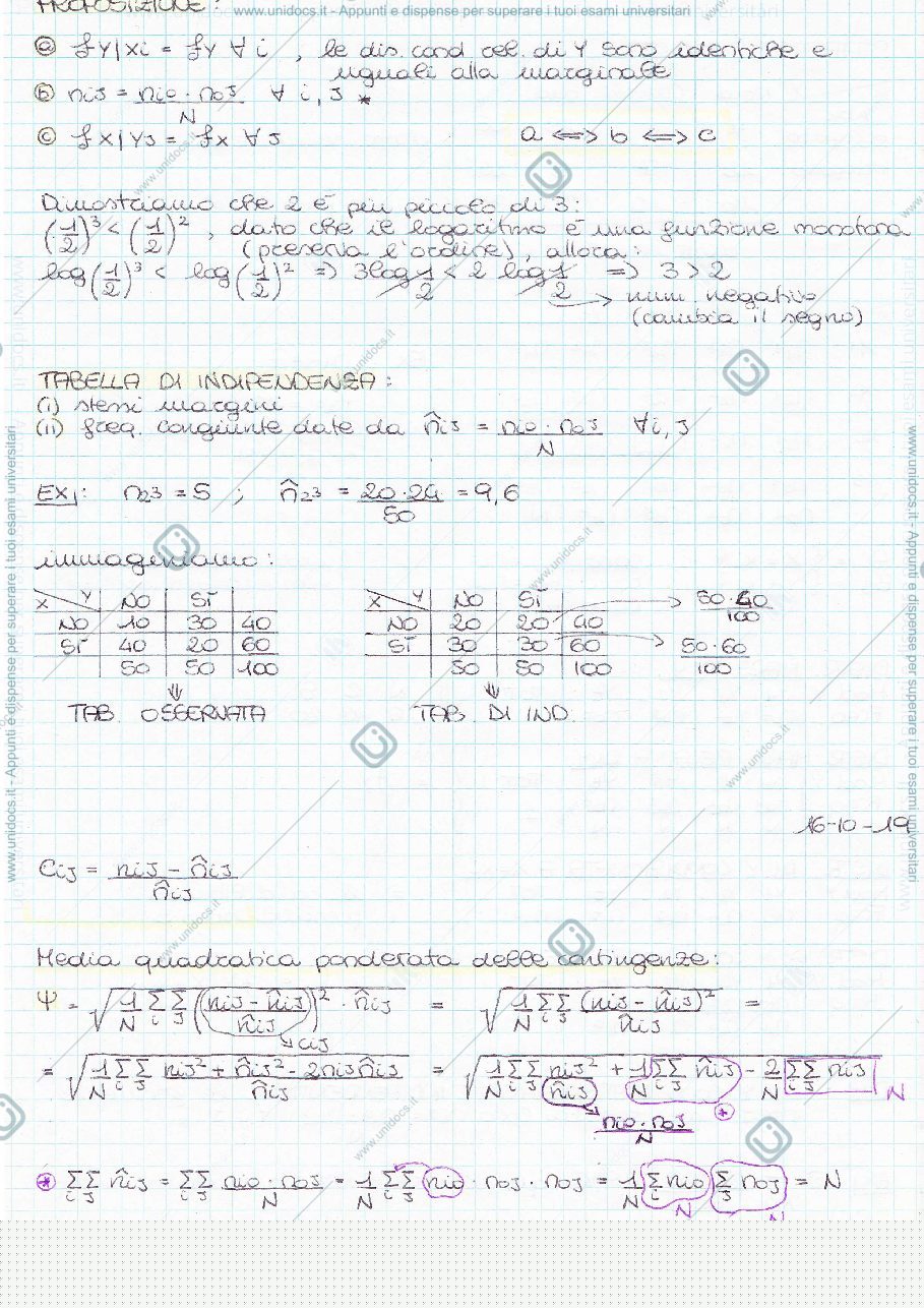 Anteprima pagina 1 — Appunti statistica bivariata