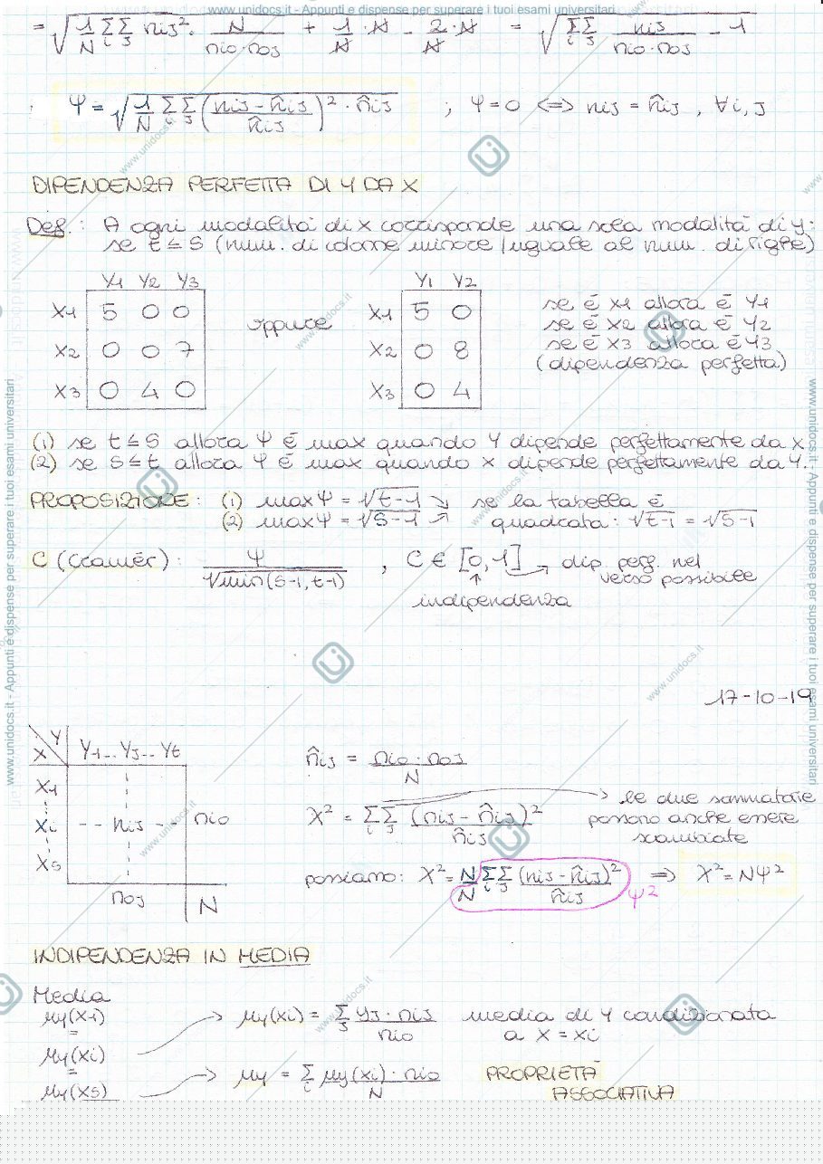 Anteprima pagina 1 — Appunti statistica bivariata
