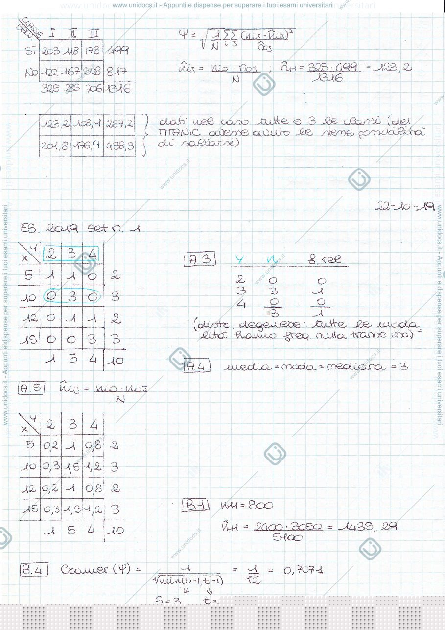 Anteprima pagina 1 — Appunti statistica bivariata