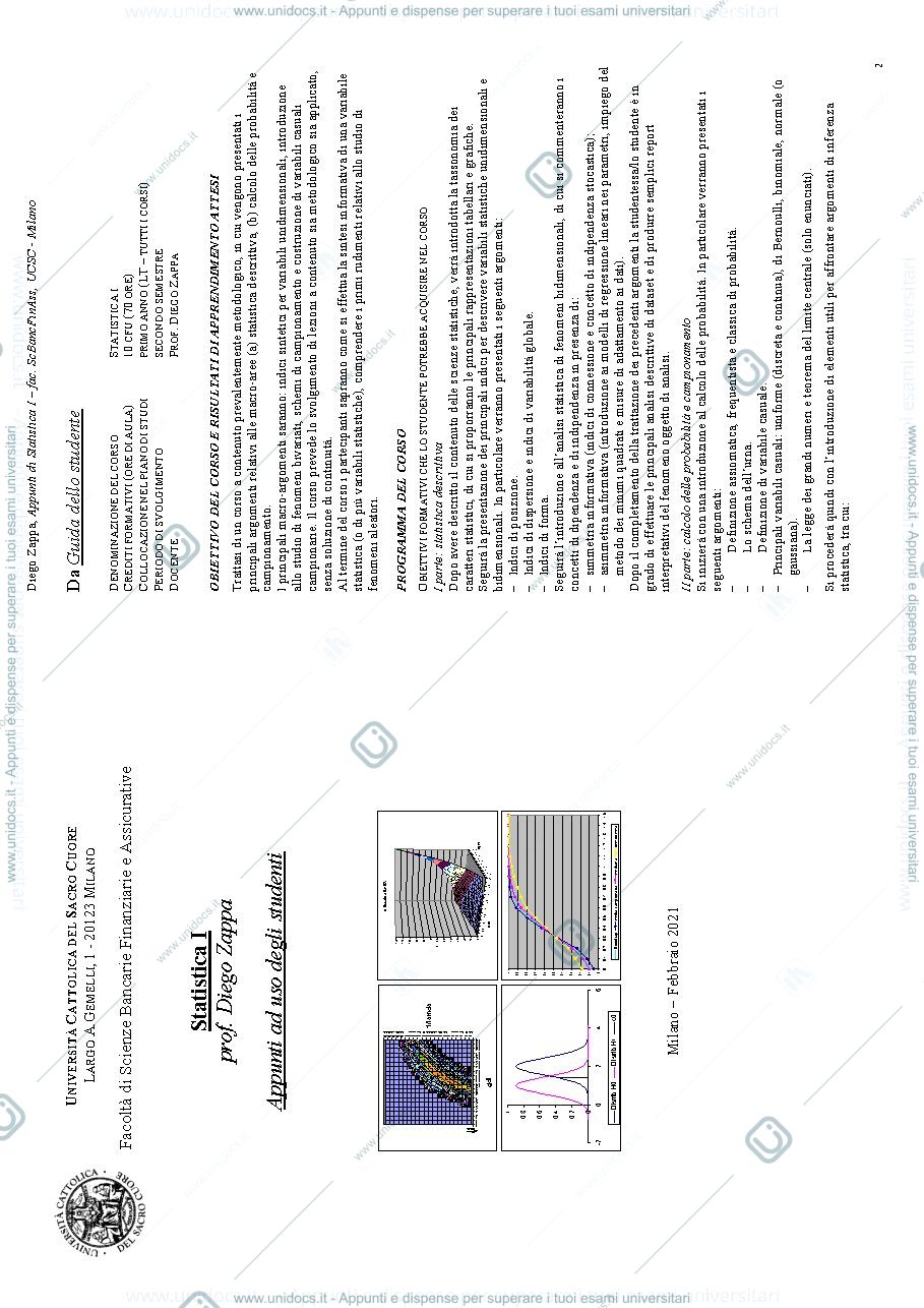 Anteprima pagina 1 — Statistica I
