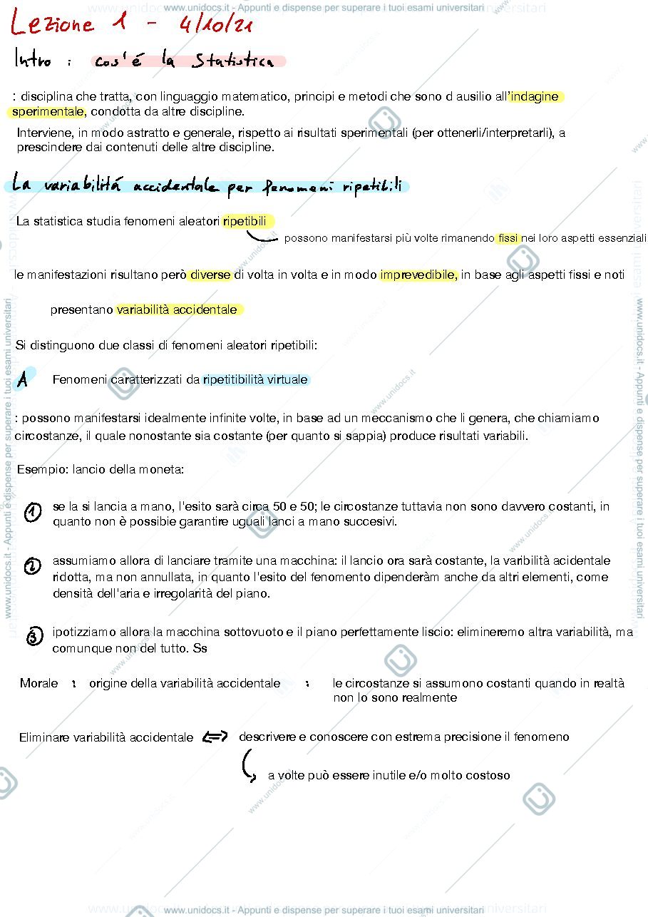 Anteprima pagina 2 — Statistica 1 - Parte 1