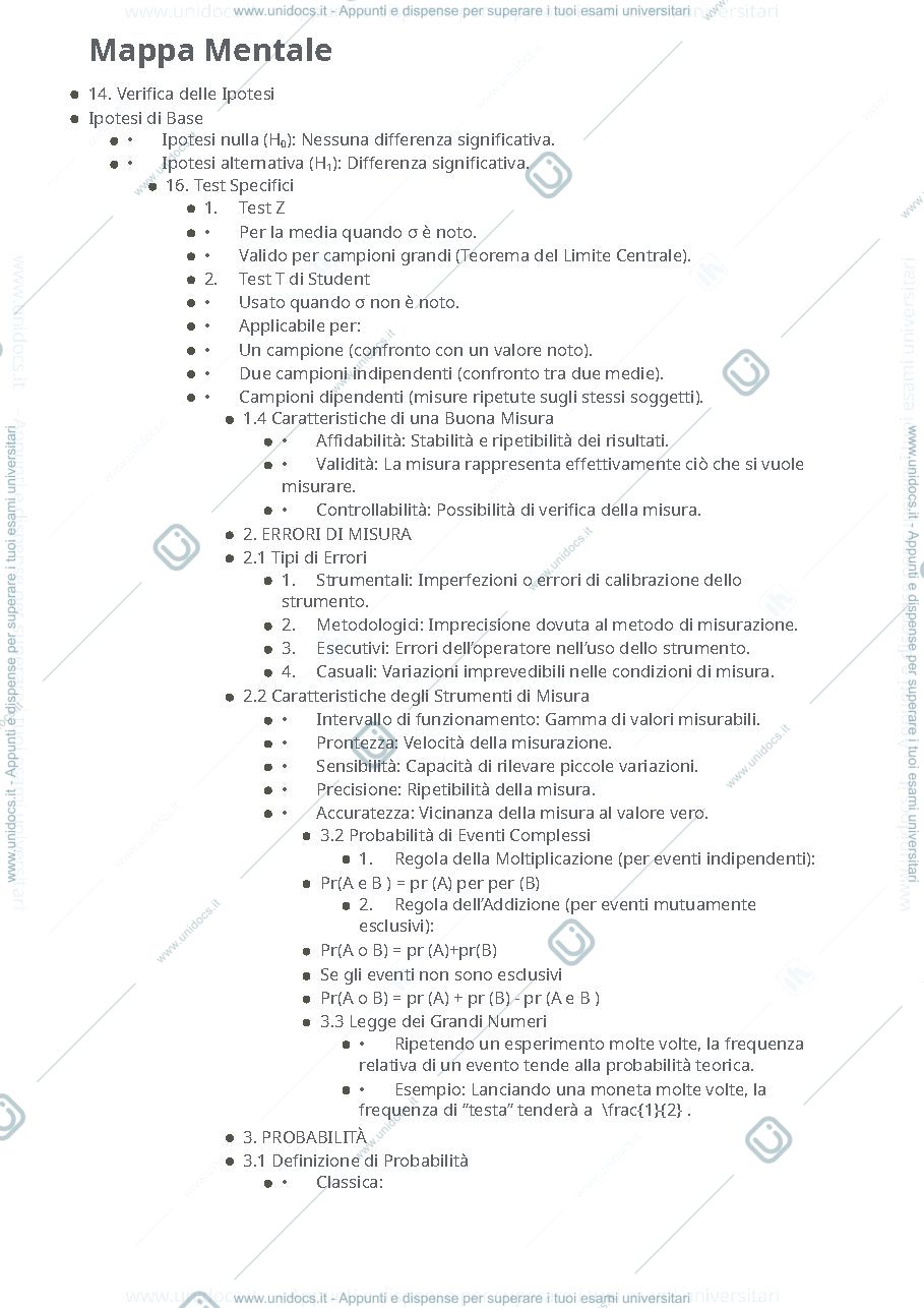 Anteprima pagina 1 — Statistica medica mappa mentale 