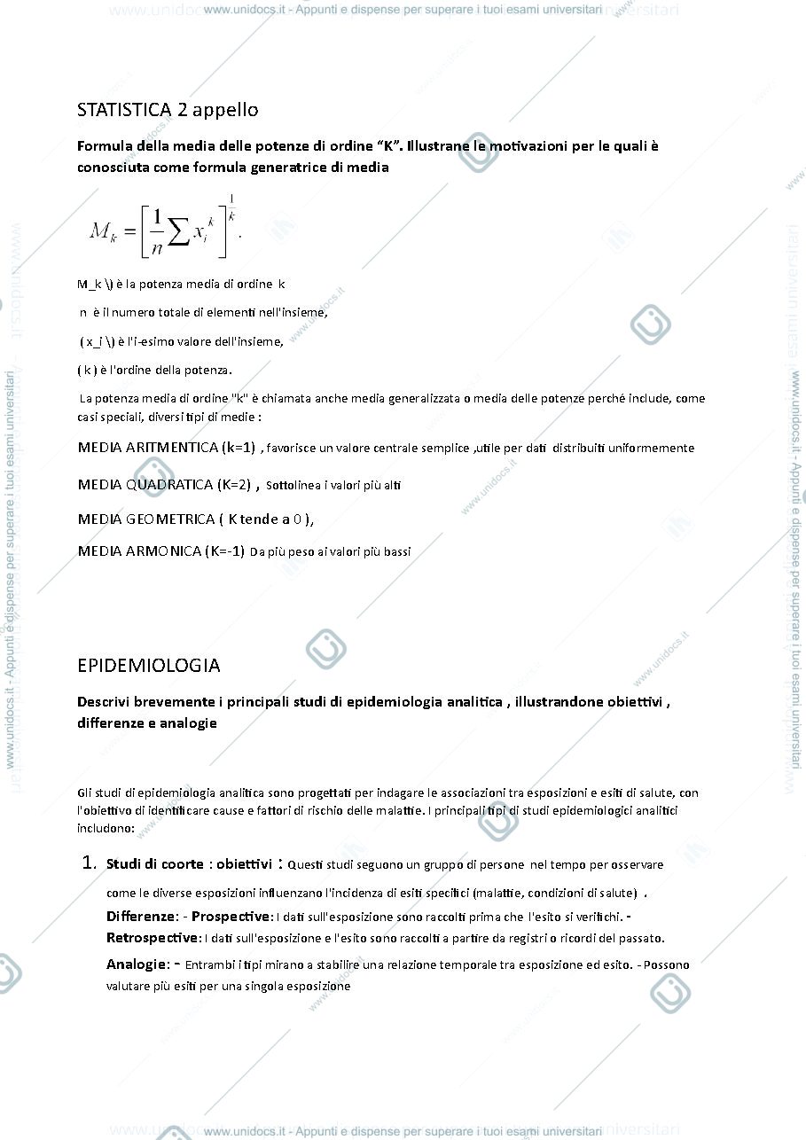 Anteprima pagina 1 — Appunti di statistica