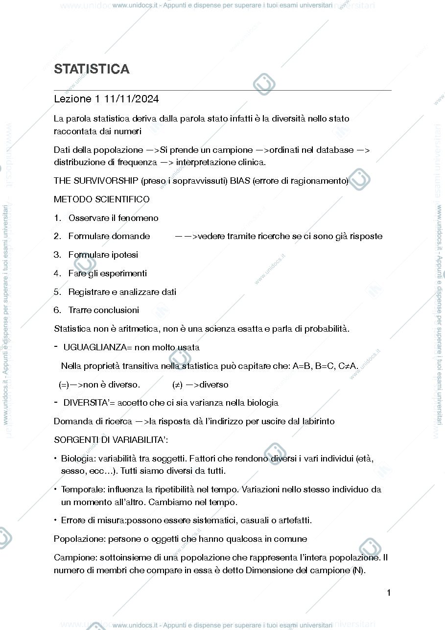 Anteprima pagina 1 — Statistica medica