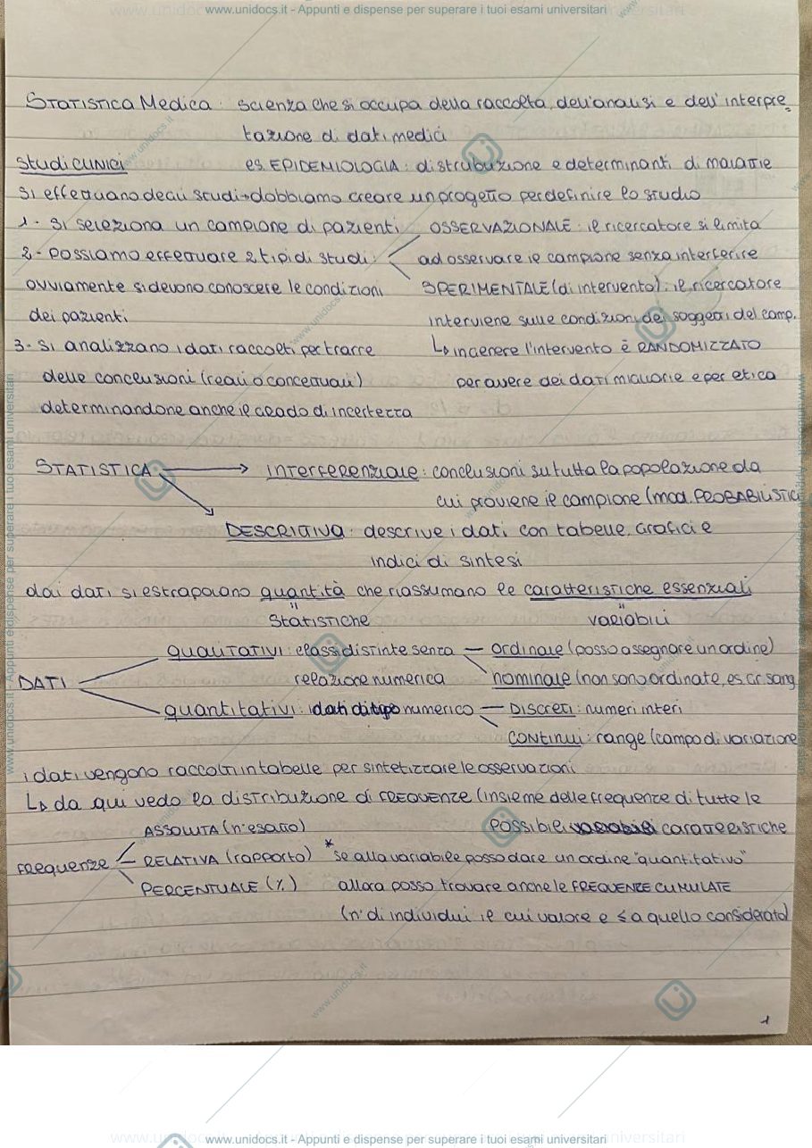 Anteprima pagina 1 — statistica medica - fornili