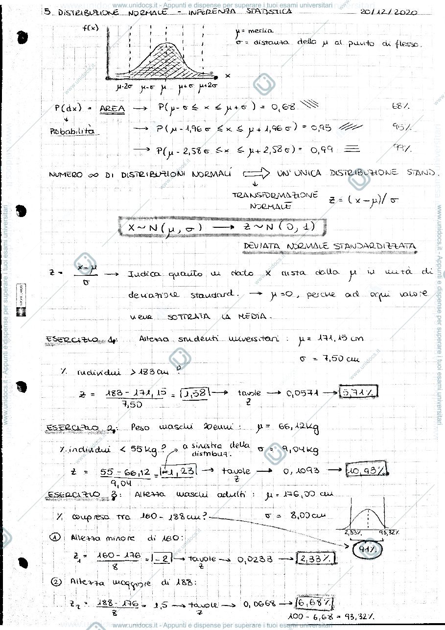 Anteprima pagina 1 — Esercizi e riassunti di STATISTICA