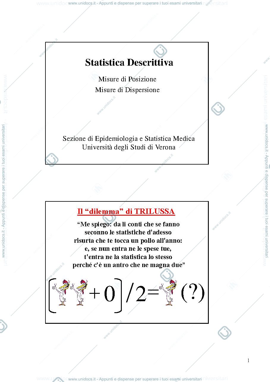 Anteprima pagina 1 — statistica descrittiva
