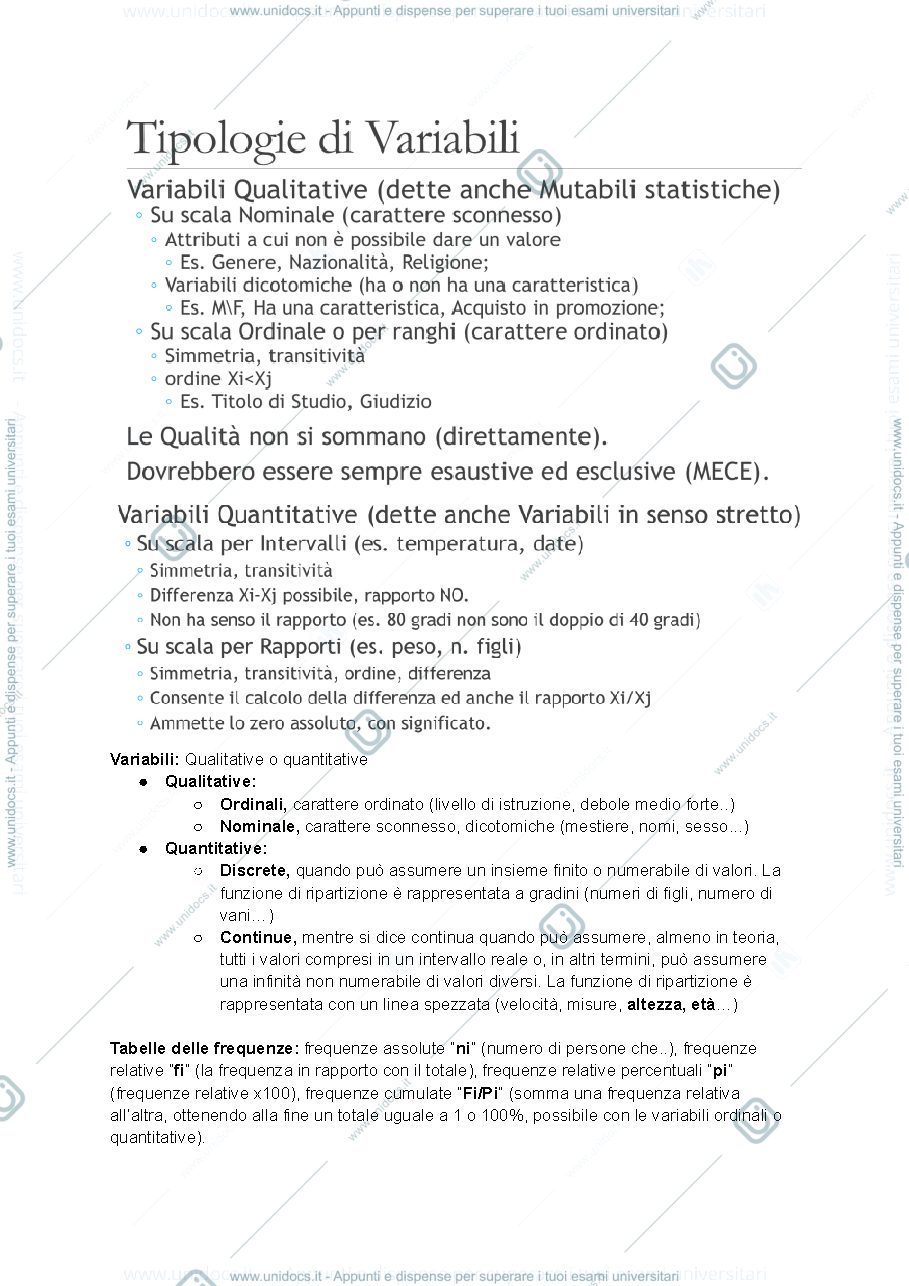 Anteprima pagina 1 — Appunti statistica