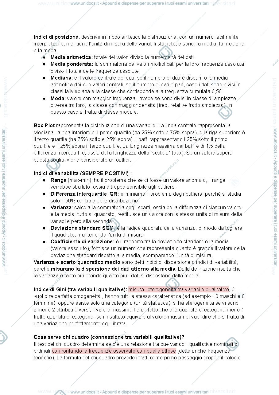 Anteprima pagina 2 — Appunti statistica