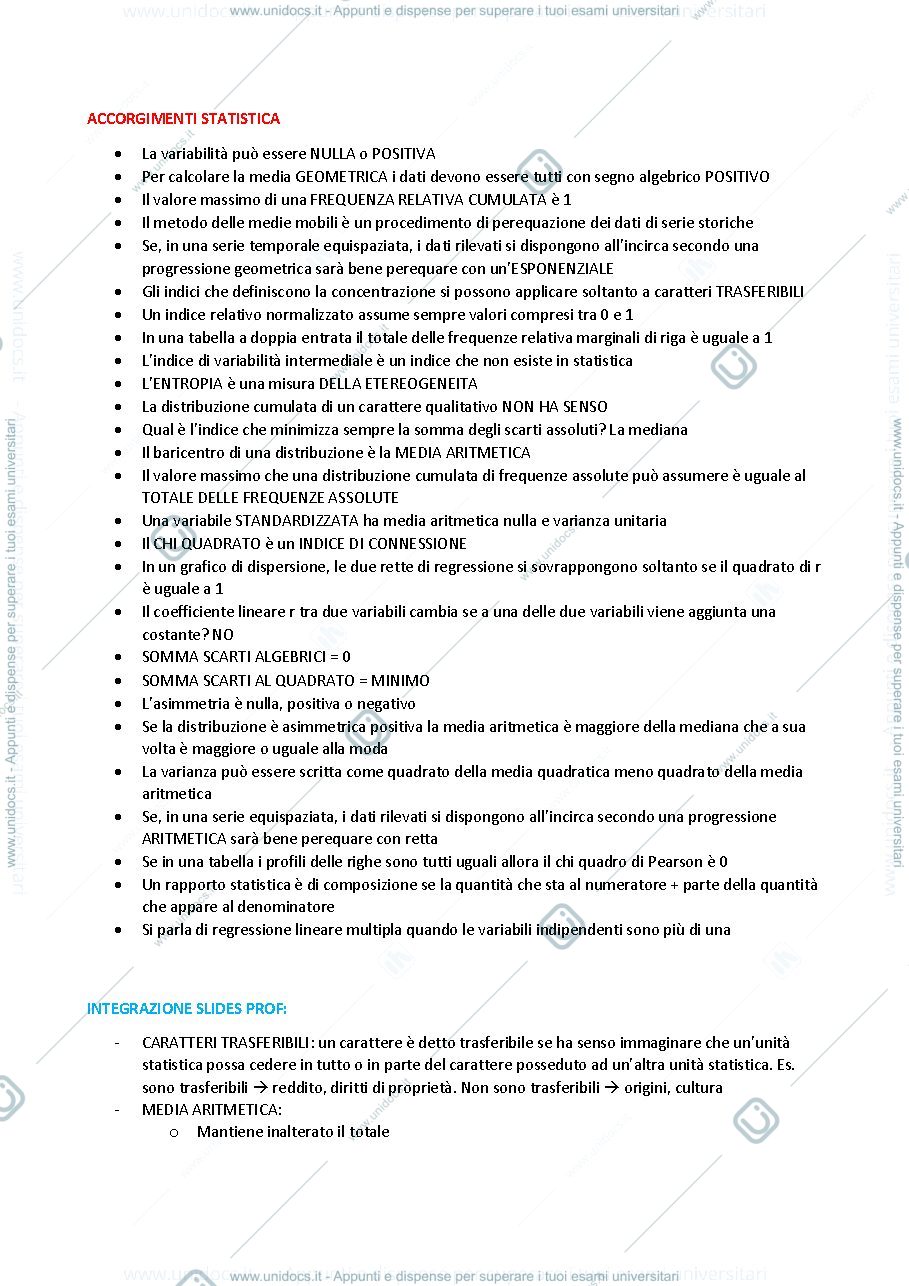Anteprima pagina 1 — ACCORGIMENTI STATISTICA