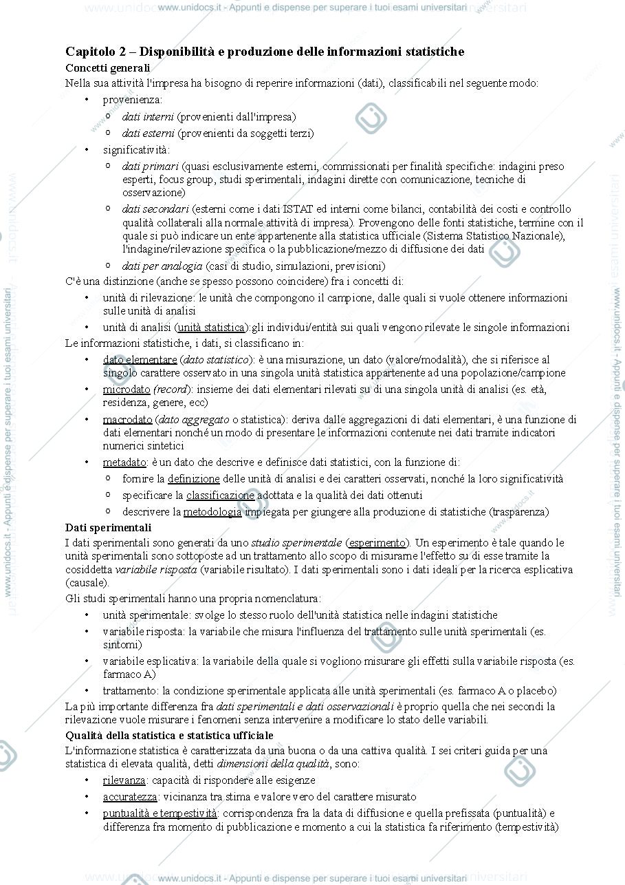 Anteprima pagina 1 — Statistica per le applicazioni economiche 