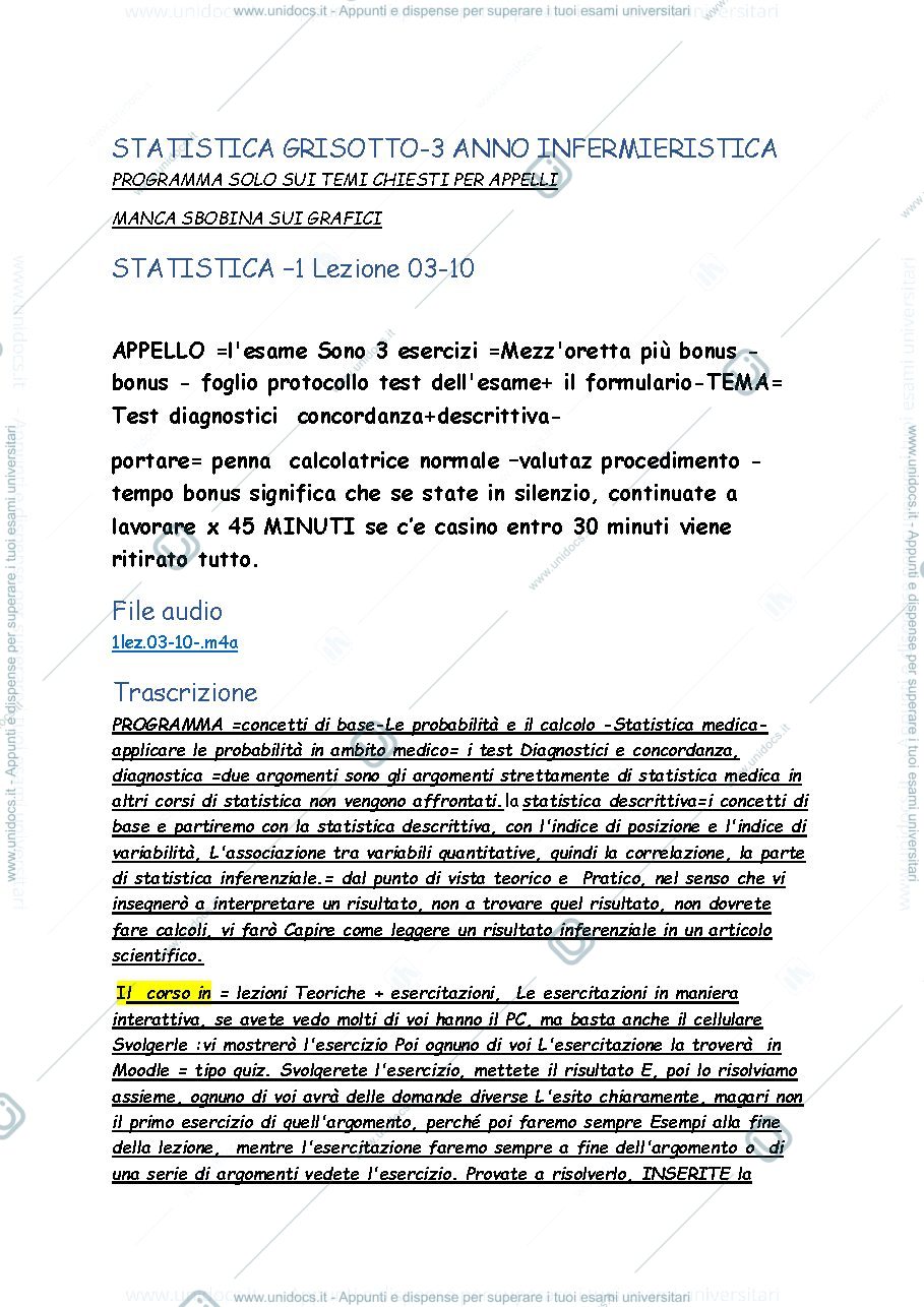 Anteprima pagina 1 — Statistica grisotto