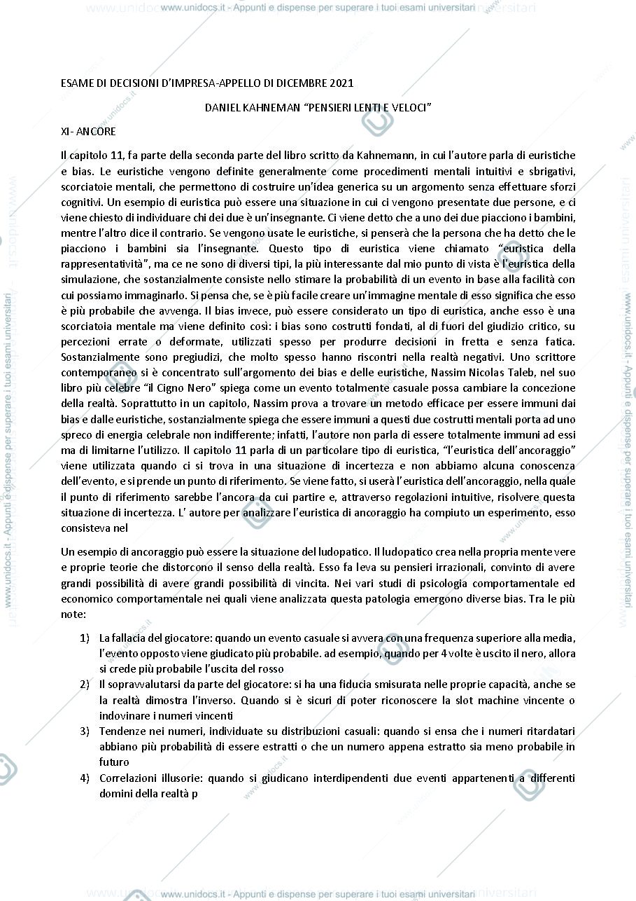 Anteprima pagina 1 — Pensieri lenti e veloci
