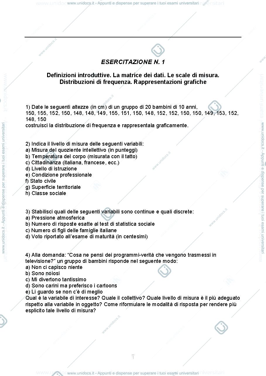 Anteprima pagina 1 — Statistica sociale