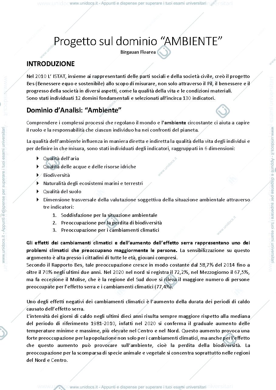 Anteprima pagina 1 — Progetto sul ambiente 
