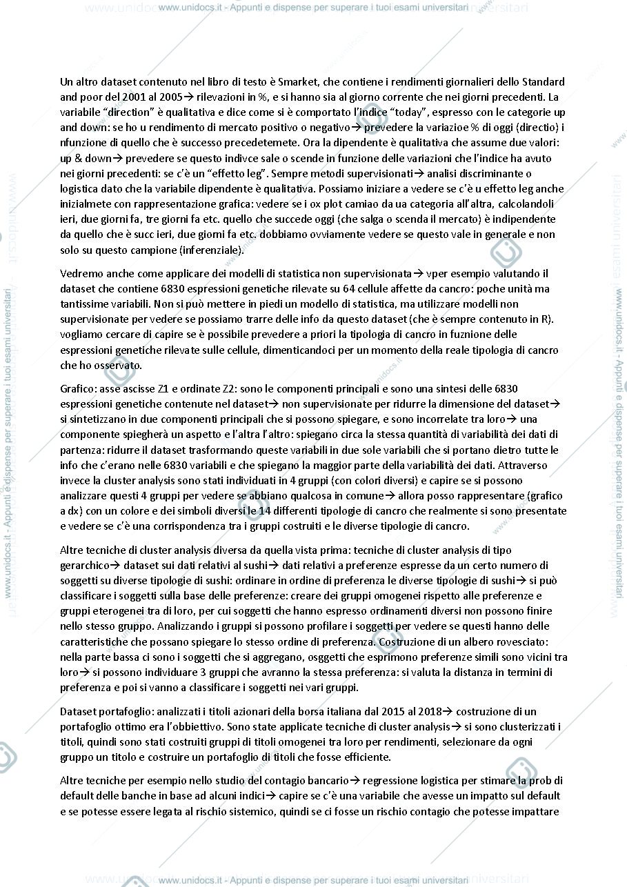 Anteprima pagina 2 — Appunti di Statistica (statistical learning) 