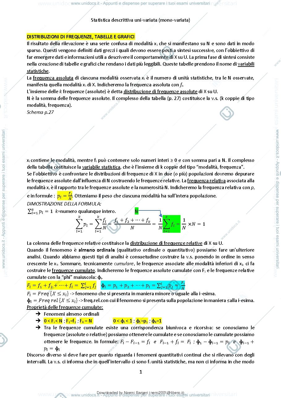 Anteprima pagina 3 — riassunti statistica