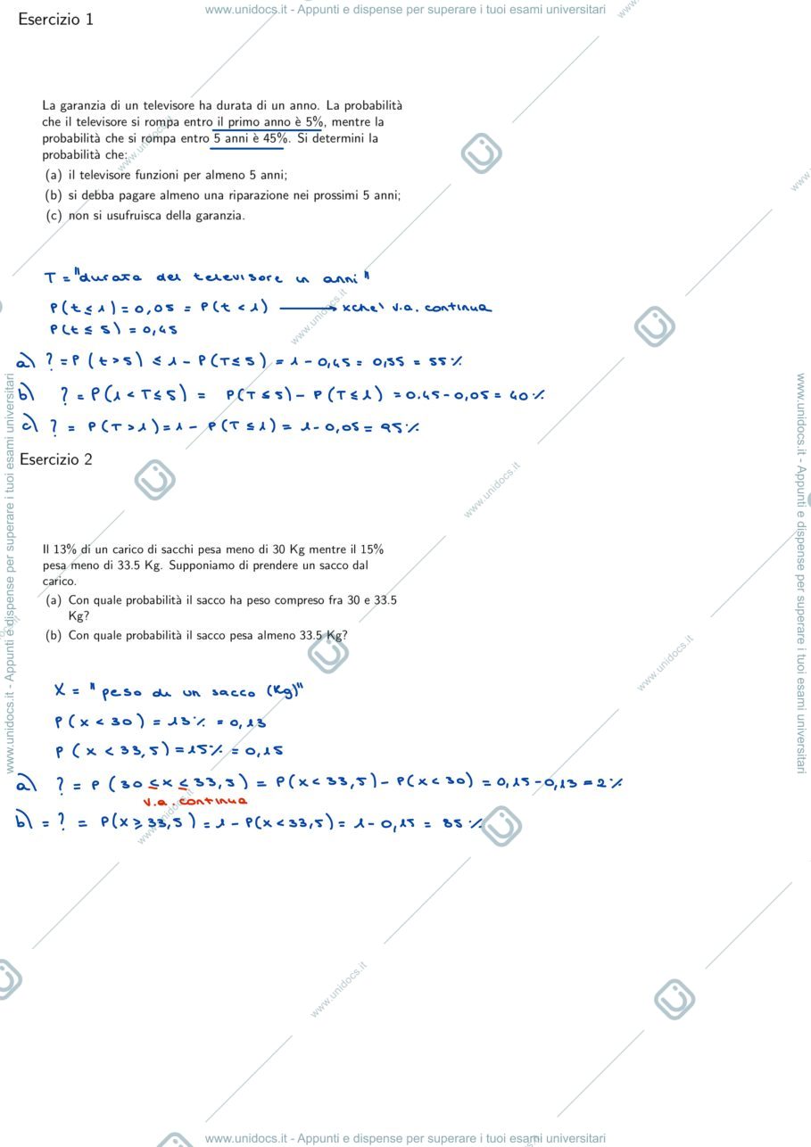 Anteprima pagina 1 — Esercitazioni statistica