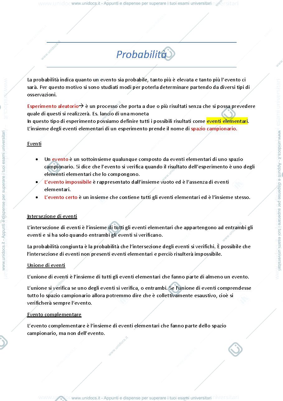 Anteprima pagina 1 — probabilità