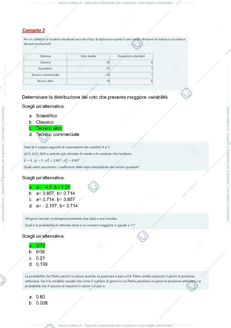Anteprima pagina 4 — Compito statistica