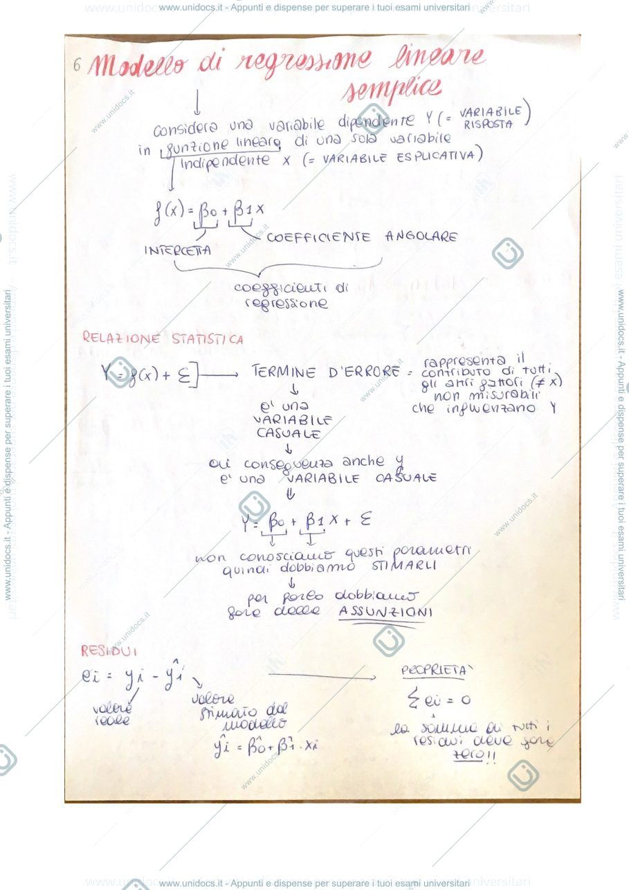 Anteprima pagina 1 — Formulario Regressione Lineare 