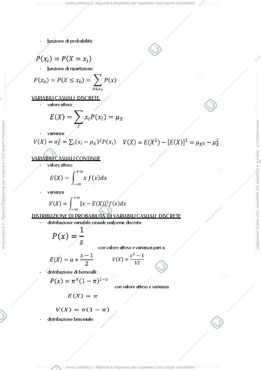 Anteprima pagina 2 — formulario statistica inferenziale