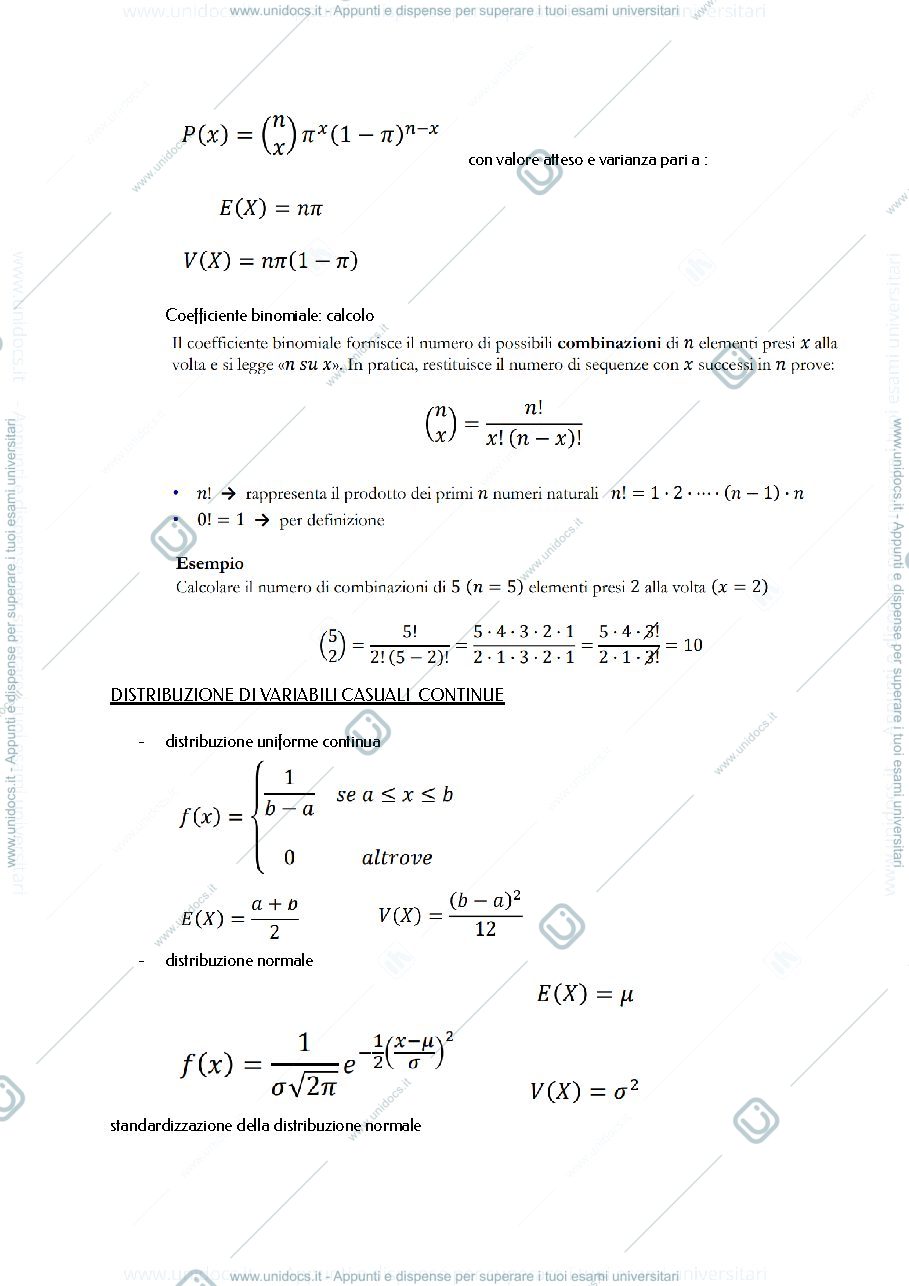 Anteprima pagina 3 — formulario statistica inferenziale