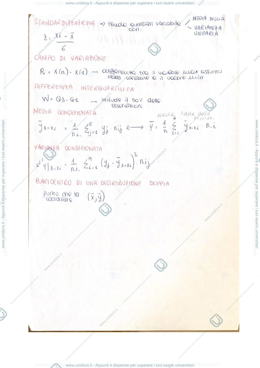Anteprima pagina 2 — Formule del corso di Statistica