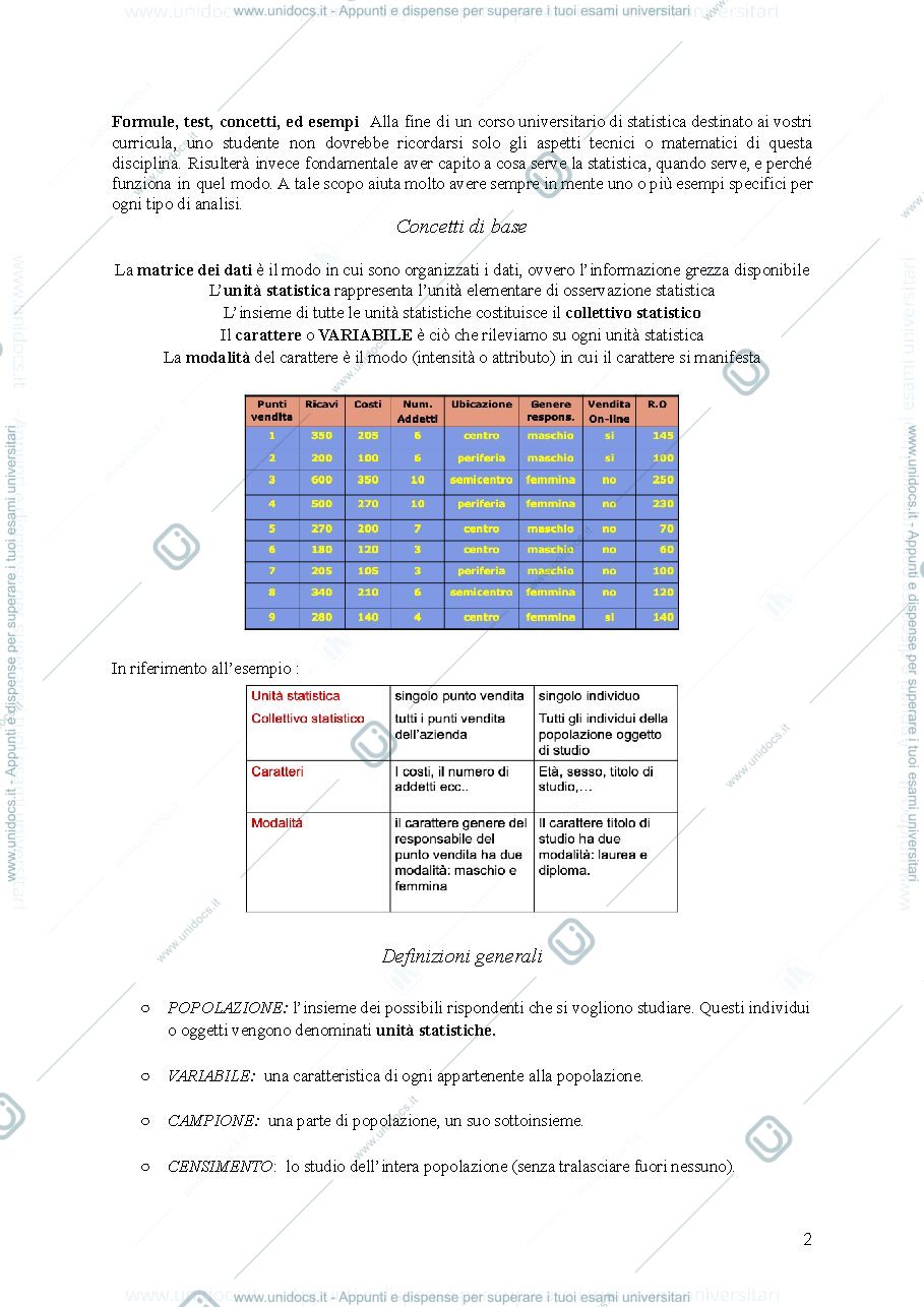 Anteprima pagina 2 — statistica appunti 