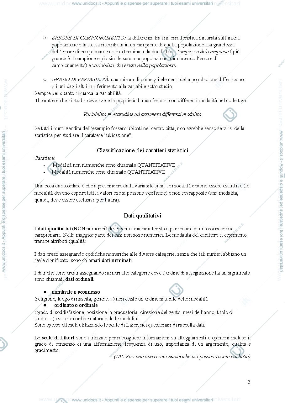 Anteprima pagina 3 — statistica appunti 