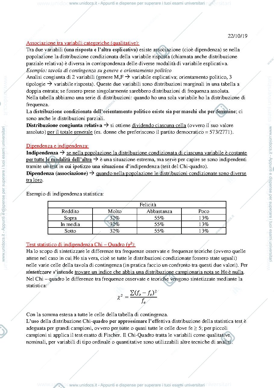 Anteprima pagina 1 — Appunti pt. 2 di statistica, prof. Giommi