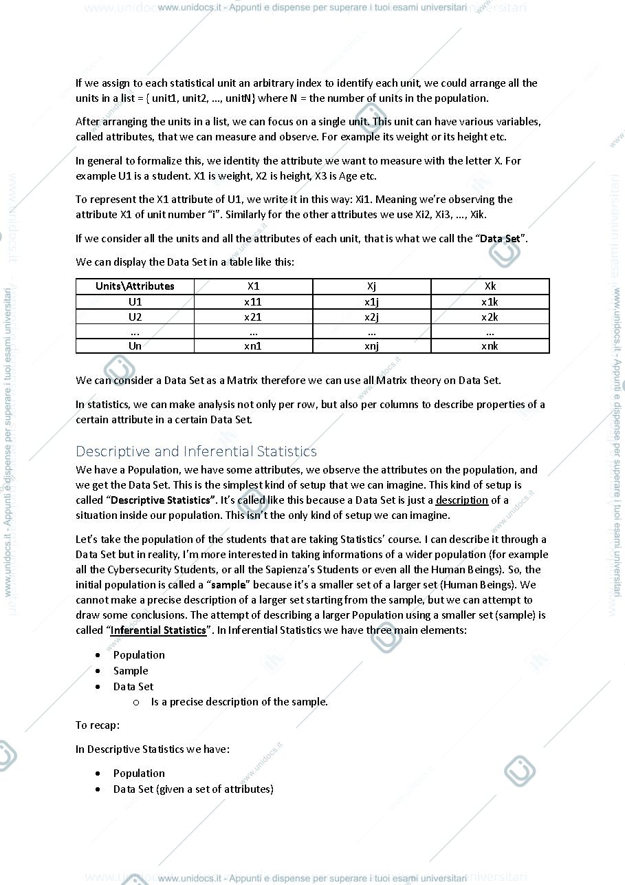 Anteprima pagina 3 — Statistics Notes - Up to lesson 7