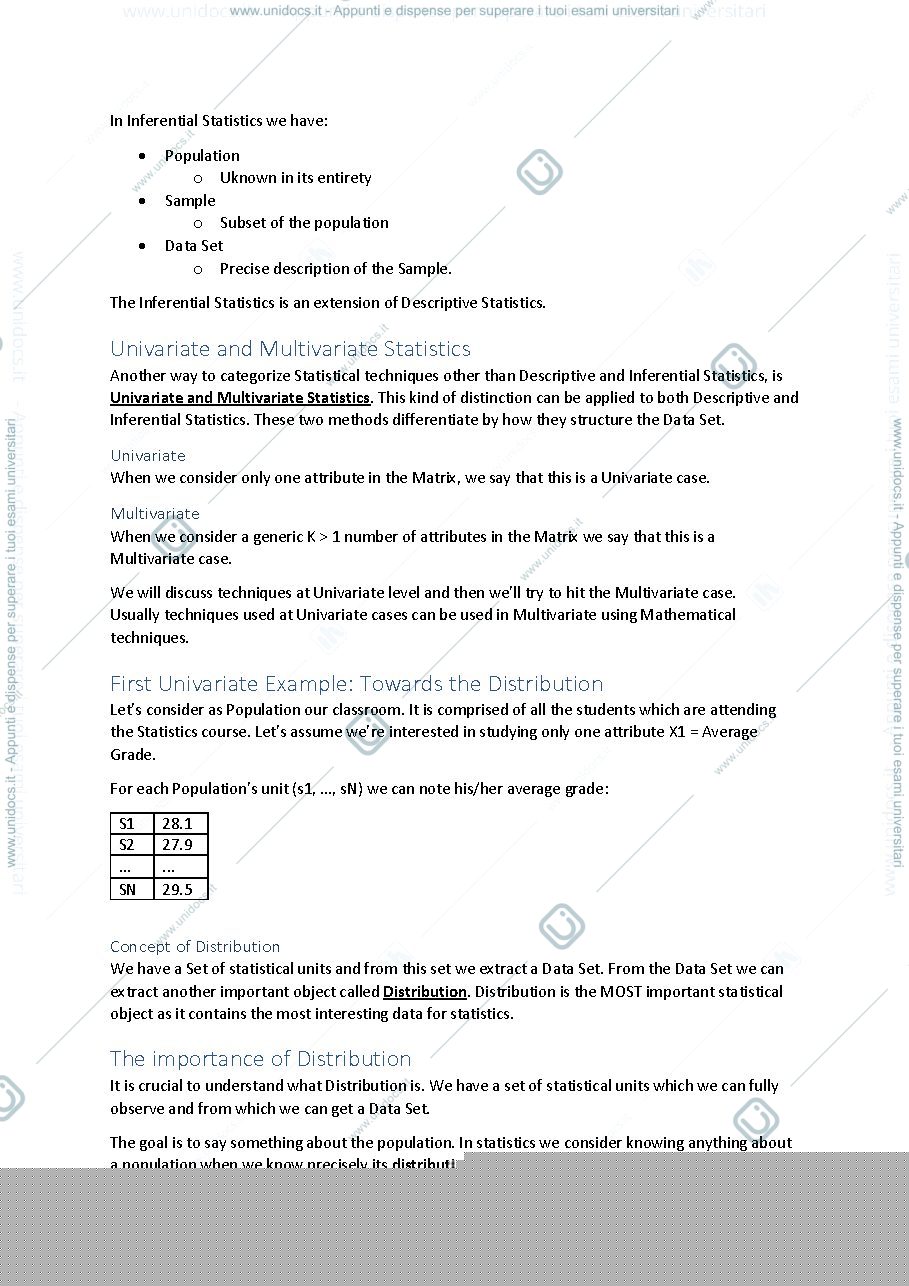 Anteprima pagina 4 — Statistics Notes - Up to lesson 7