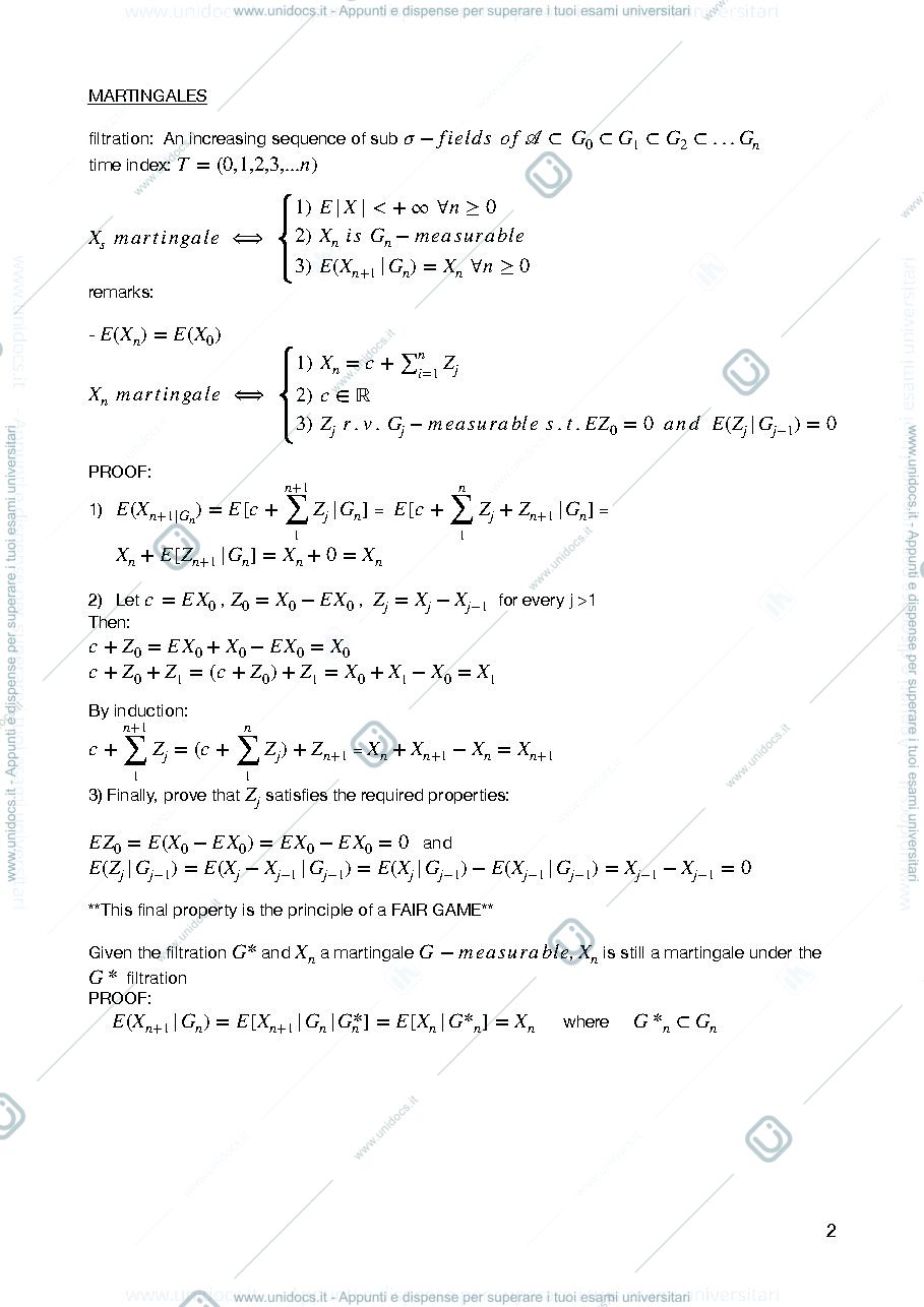 Anteprima pagina 2 — Stochastic Processes riassunti per esame