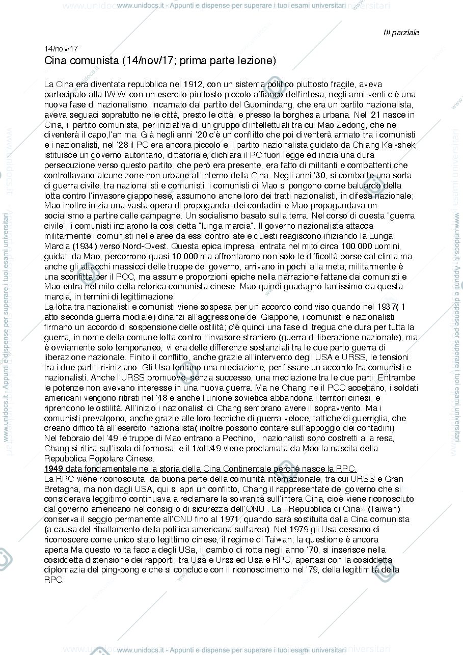 Anteprima pagina 1 — Appunti terzo parziale prof. Guazzaloca