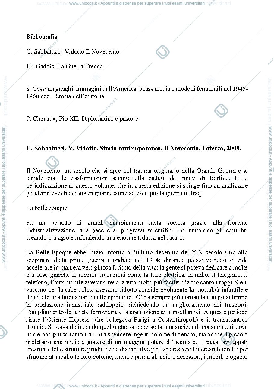 Anteprima pagina 1 — Storia contemponea- Fattorini 