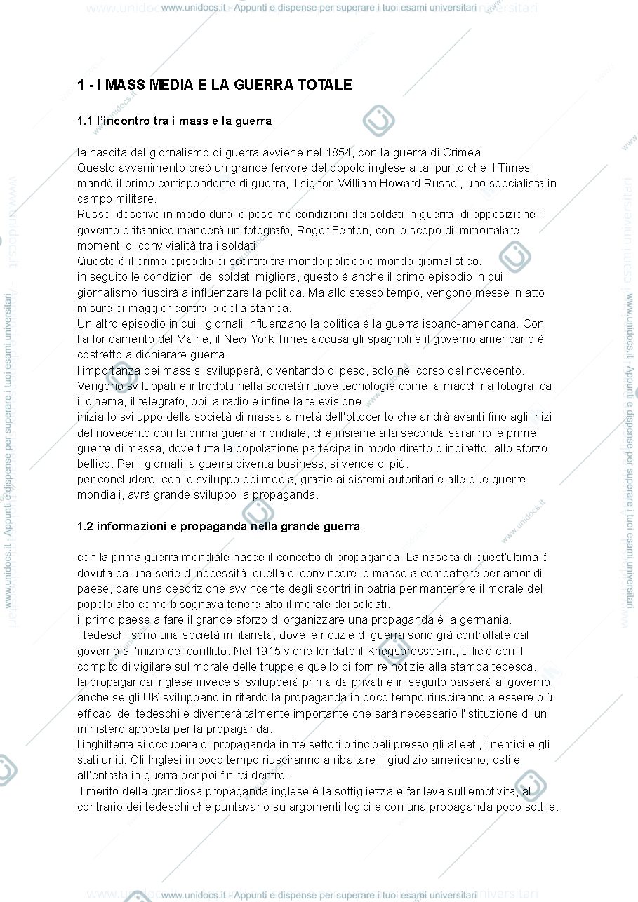 Anteprima pagina 1 — Guerra e mass media 