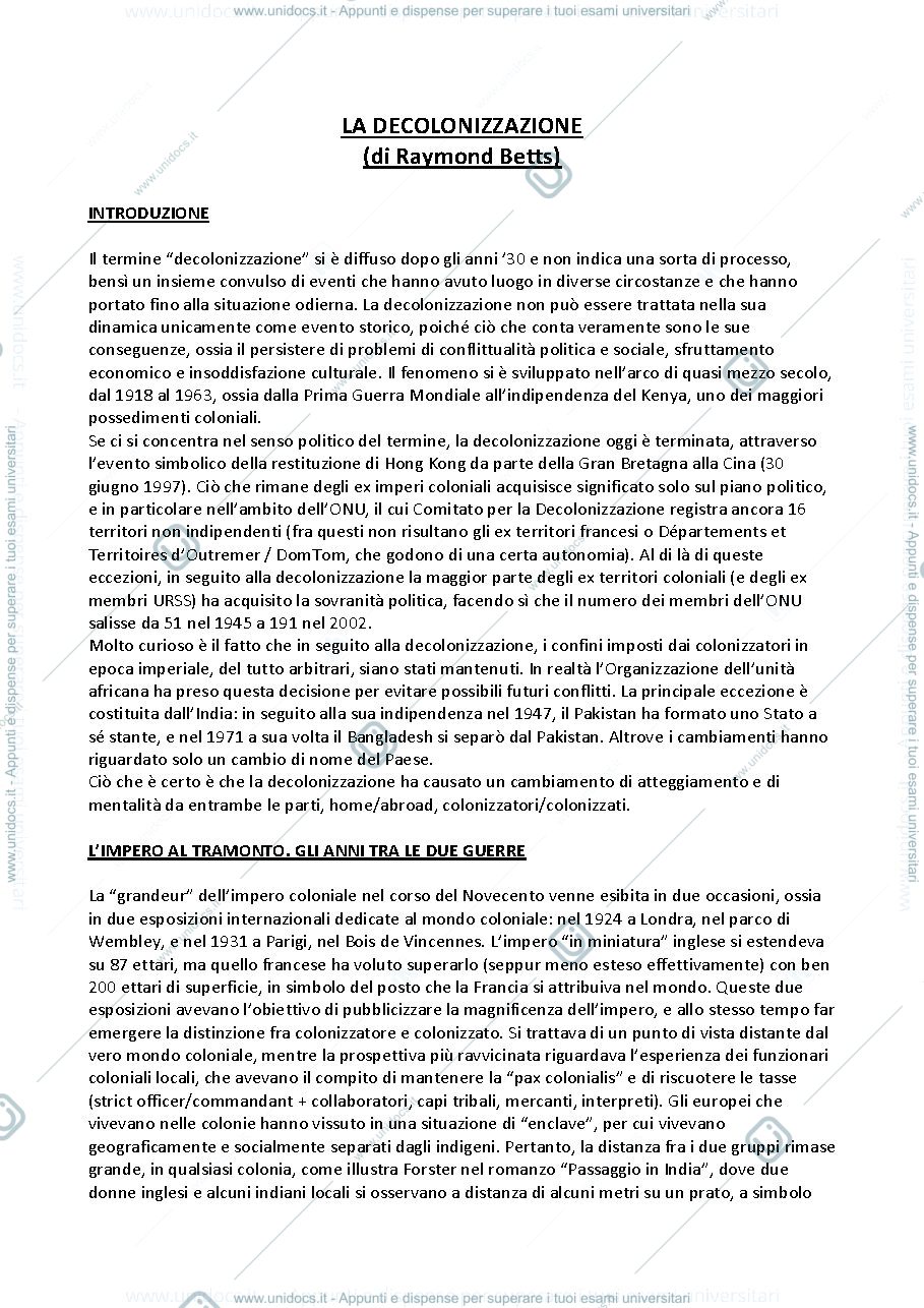 Anteprima pagina 1 — la decolonizzazione